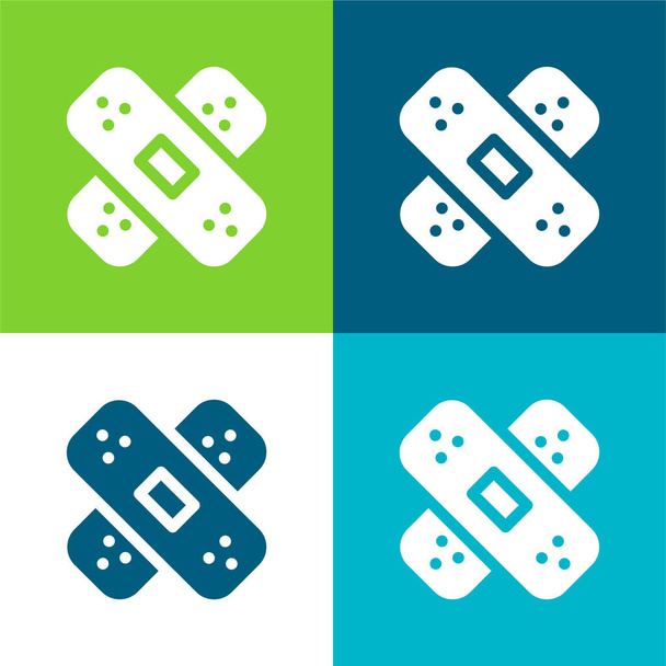 Band Aid Flat four color minimal icon set - Vector, Image