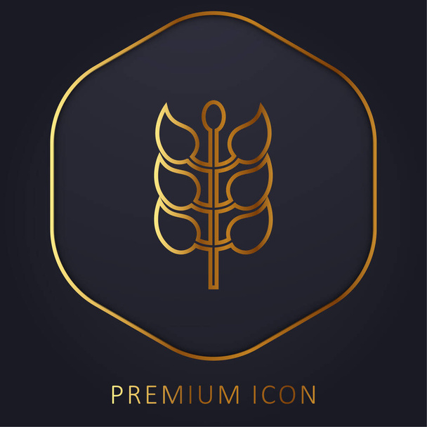 Větev s listy zlaté linie prémie logo nebo ikona - Vektor, obrázek