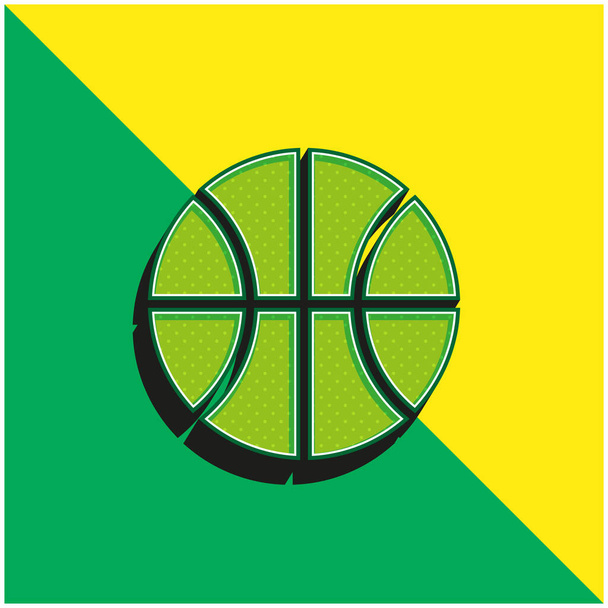 Kosárlabda Zöld és sárga modern 3D vektor ikon logó - Vektor, kép