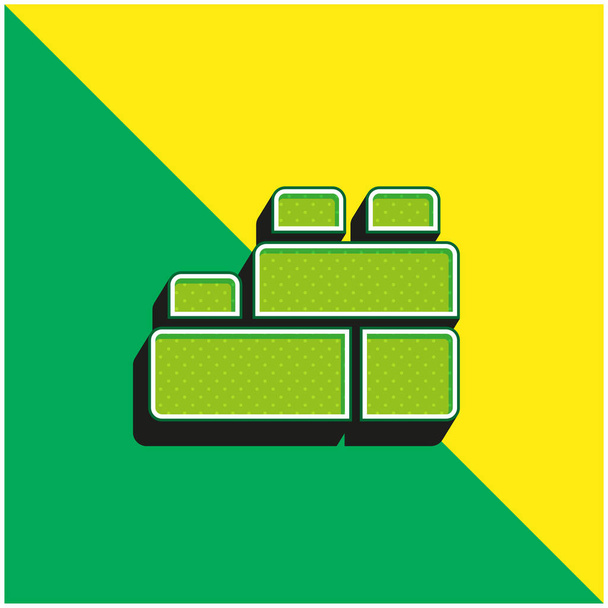 Μπλοκ Πράσινο και κίτρινο σύγχρονο 3d διάνυσμα εικονίδιο λογότυπο - Διάνυσμα, εικόνα