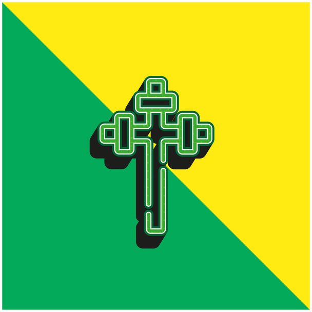 Aaronic Πράσινο και κίτρινο σύγχρονο 3d διάνυσμα εικονίδιο λογότυπο - Διάνυσμα, εικόνα