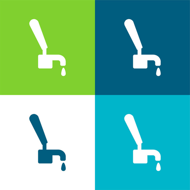 Sörcsapoló Lapos négy szín minimális ikon készlet - Vektor, kép