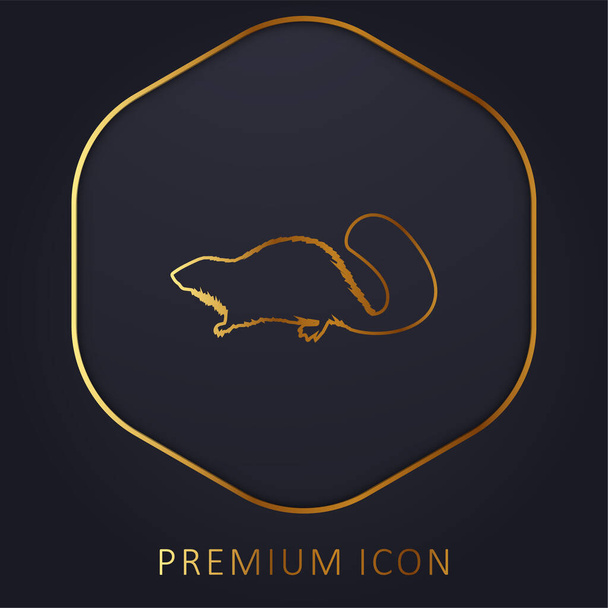 Beaver Mammal Animal Shape logotipo de la línea de oro premium o icono - Vector, Imagen