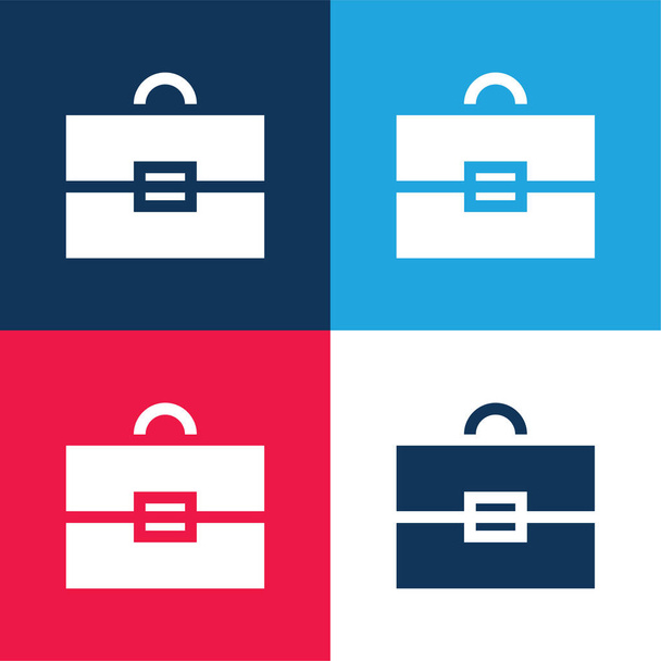 Porte-documents bleu et rouge quatre couleurs minimum jeu d'icônes - Vecteur, image
