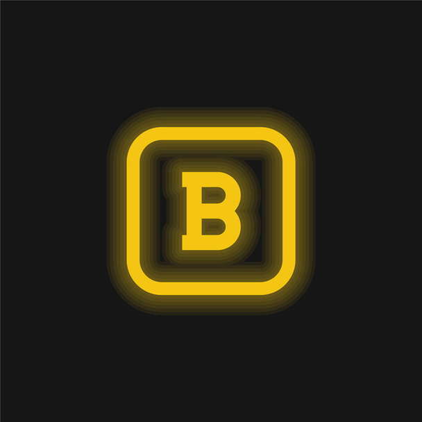 Bold Button yellow glowing neon icon - Vector, Image