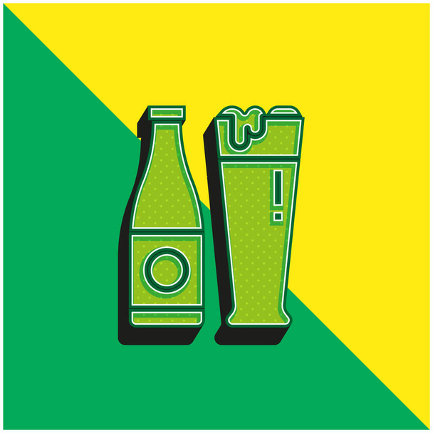 Cerveza verde y amarillo moderno vector 3d icono del logotipo - Vector, imagen