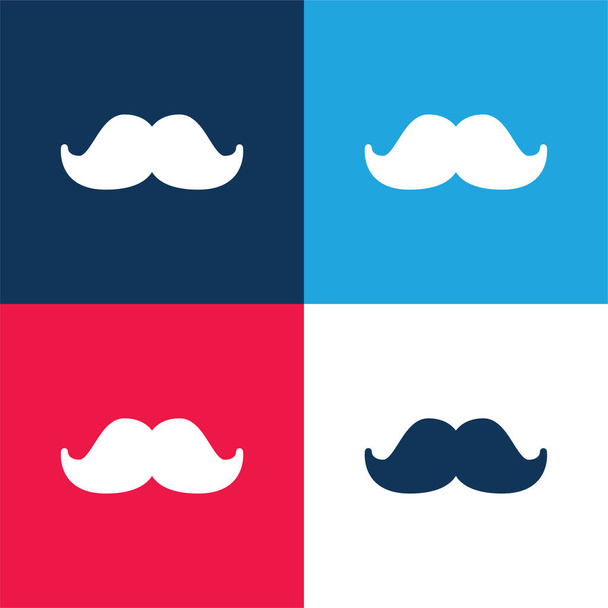 Big Moustache blu e rosso set di icone minime a quattro colori - Vettoriali, immagini