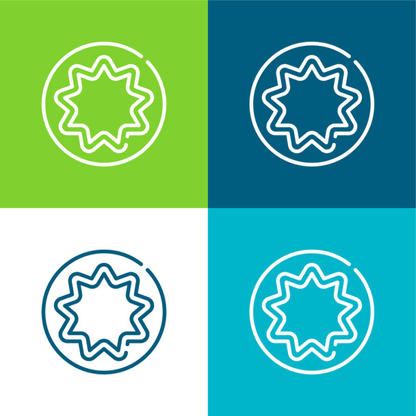 Bahaizm Płaskie cztery kolory minimalny zestaw ikon - Wektor, obraz