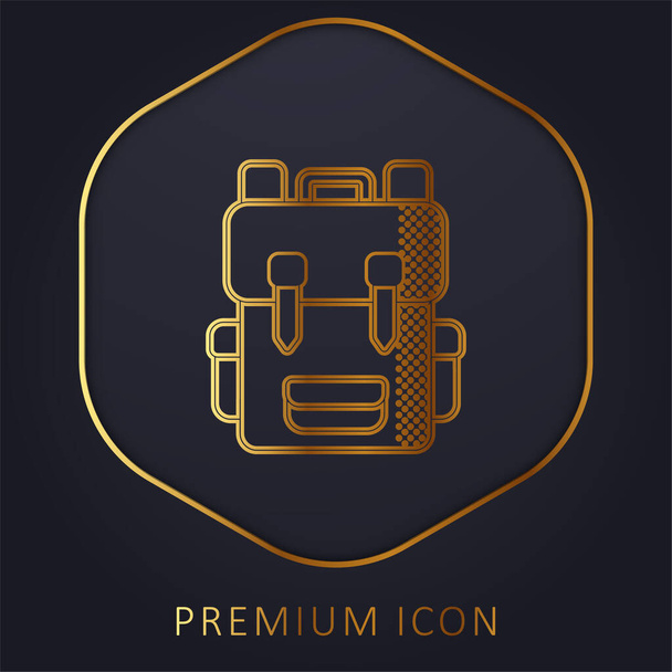 Mochila linha dourada logotipo premium ou ícone - Vetor, Imagem