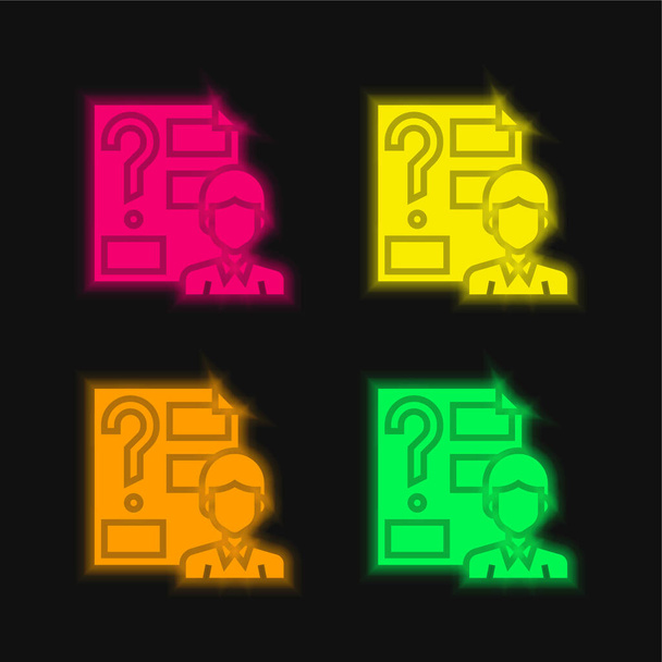 Yanıt dört renk parlayan neon vektör simgesi - Vektör, Görsel