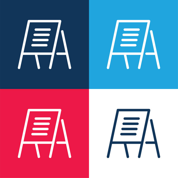 Panneau d'affichage avec texte bleu et rouge quatre couleurs minimum jeu d'icônes - Vecteur, image