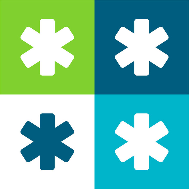 Asterisk Ensemble d'icônes minimal plat quatre couleurs - Vecteur, image