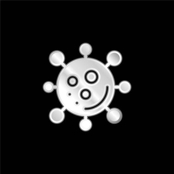 Bactéries icône métallique argentée - Vecteur, image