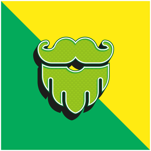 Борода Зеленый и желтый современный 3D логотип векторной иконки - Вектор,изображение