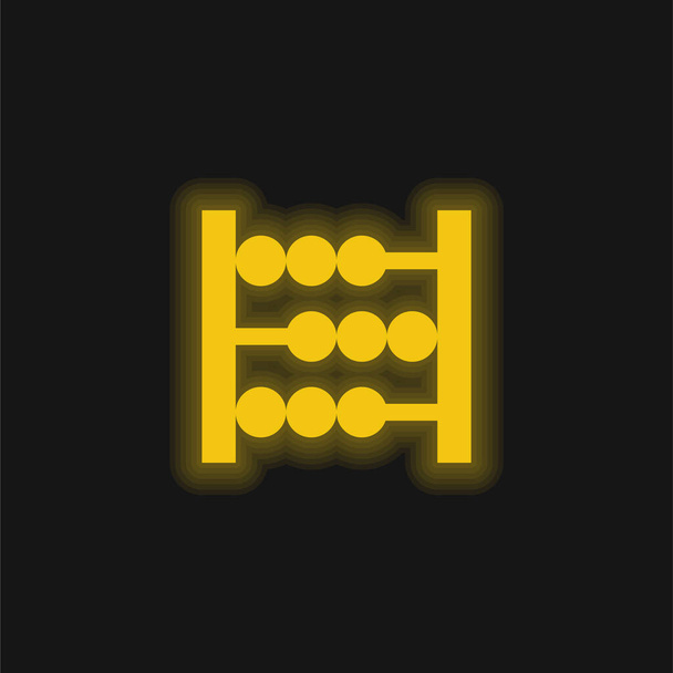 Abacus geel gloeiend neon pictogram - Vector, afbeelding