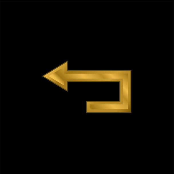 Atrás Flecha chapado en oro icono metálico o logo vector - Vector, imagen