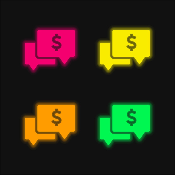 Ισοζύγιο λογαριασμού Τέσσερα χρώματα λαμπερό εικονίδιο διάνυσμα νέον - Διάνυσμα, εικόνα
