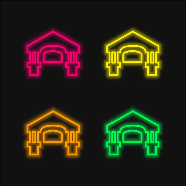 Antiikki Rakennus neljä väriä hehkuva neon vektori kuvake - Vektori, kuva