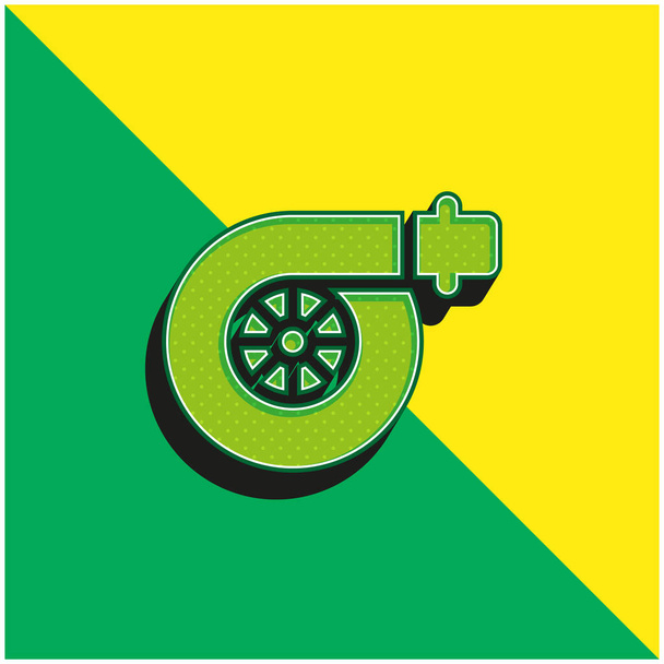Фильтр воздуха Зеленый и желтый современный 3D логотип векторной иконки - Вектор,изображение