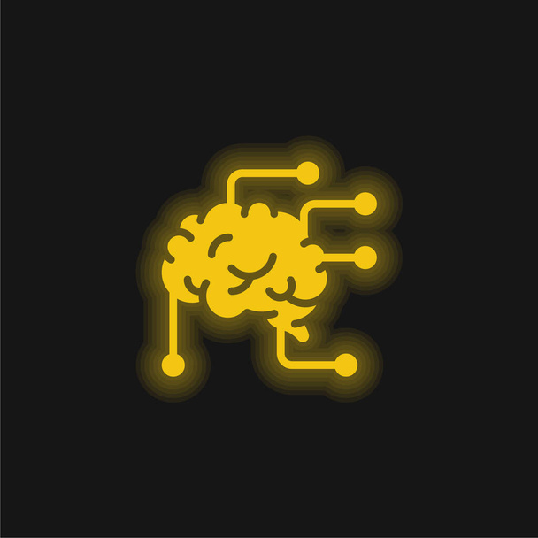 Hersengeel gloeiend neon icoon - Vector, afbeelding