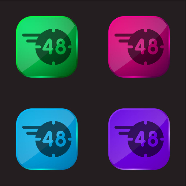 48 ore quattro colori icona pulsante di vetro - Vettoriali, immagini