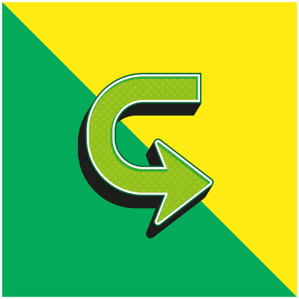 Arrow In U Shape To Turn Green and yellow modern 3d vector icon - Вектор, зображення