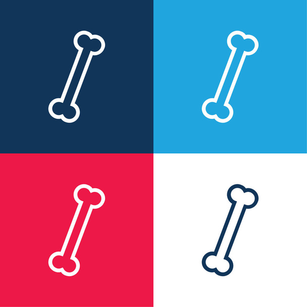 Bone Outline Variant blue and red four color minimal icon set - Vector, Image
