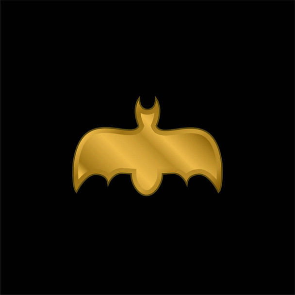Chauve-souris avec des ailes ouvertes plaqué or icône métallique ou logo vecteur - Vecteur, image