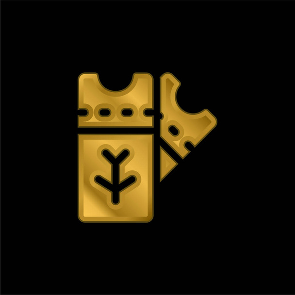 Boarding Pass banhado a ouro ícone metálico ou vetor logotipo - Vetor, Imagem