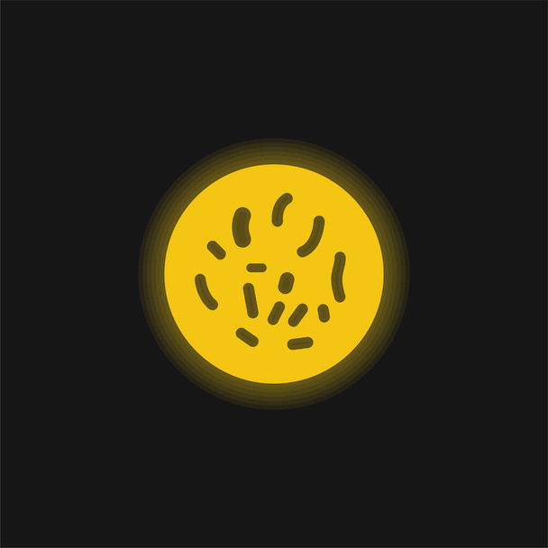 細菌サークル黄色の輝くネオンアイコン - ベクター画像