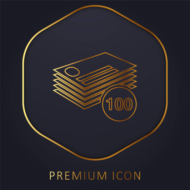 100 wizytówek Stos złotej linii logo premium lub ikona - Wektor, obraz