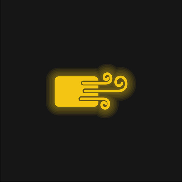 エアコン黄色の輝くネオンアイコンにサイン - ベクター画像