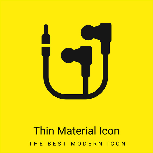 Big Earphones minimal bright yellow material icon - Vector, Image