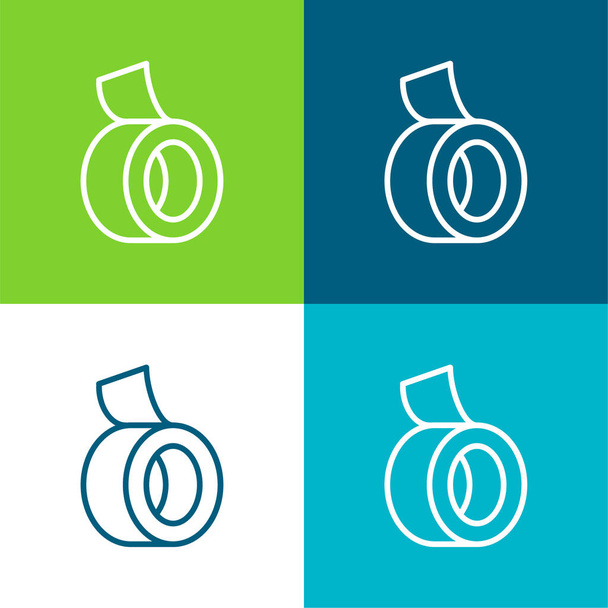 Ragasztószalag Lapos négy szín minimális ikon készlet - Vektor, kép