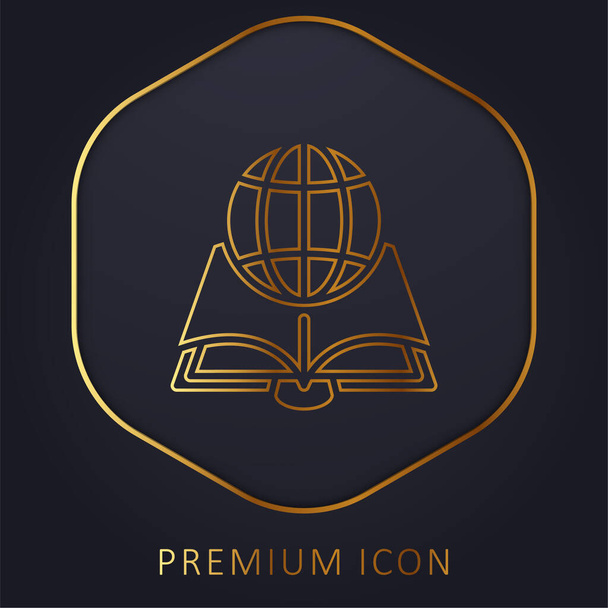 Livre ligne d'or logo premium ou icône - Vecteur, image