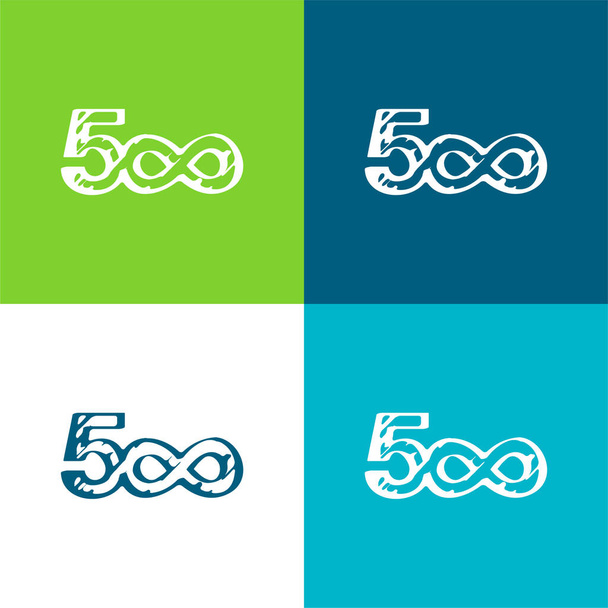 500 Sketched Social Logo With Infinite Symbol Flat four color minimal icon set - Vector, Image