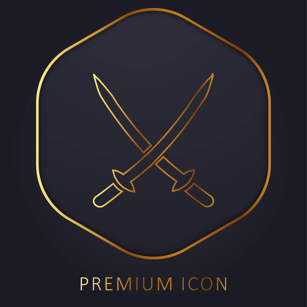 2 Katanas zlatá čára prémie logo nebo ikona - Vektor, obrázek