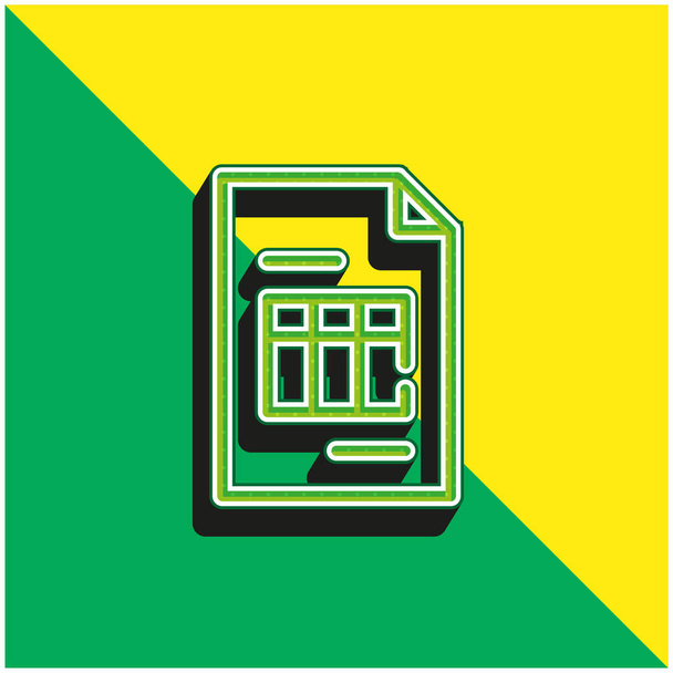 Big Invoice Zöld és sárga modern 3D vektor ikon logó - Vektor, kép