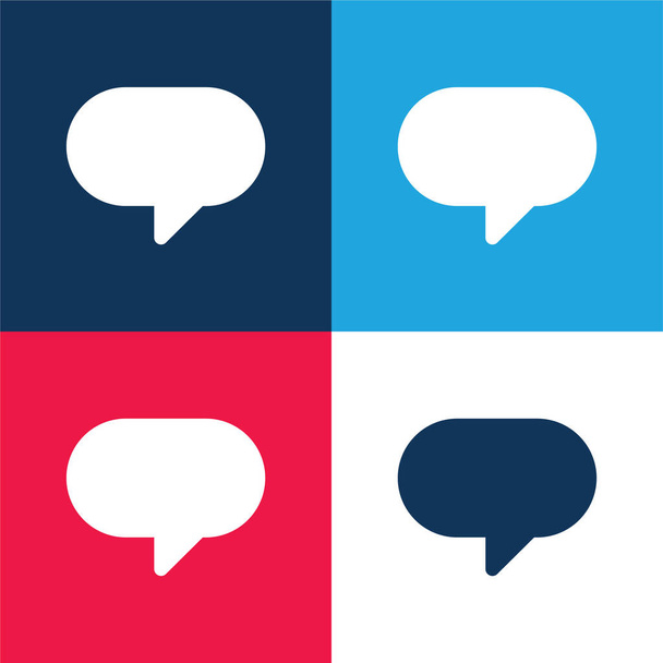 Blank Speech Bubble blue and red four color minimal icon set - Vector, Image