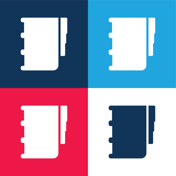 Agenda com marcadores azul e vermelho quatro cores conjunto de ícones mínimos - Vetor, Imagem