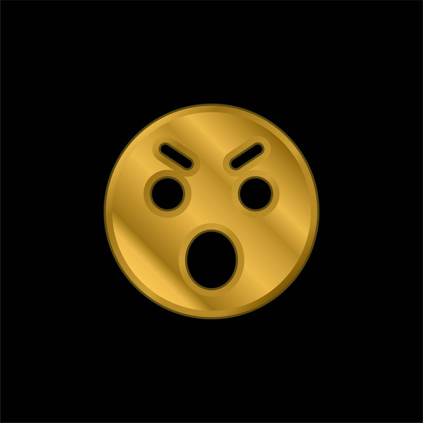 Angry icône métallique plaqué or ou vecteur de logo - Vecteur, image