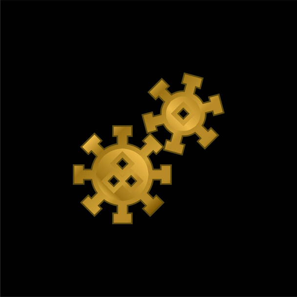Bacteriën verguld metalic icoon of logo vector - Vector, afbeelding