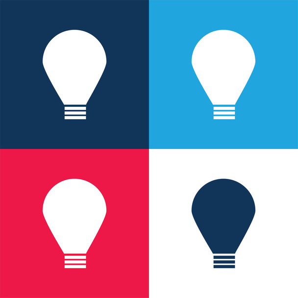 Bombilla de luz grande azul y rojo de cuatro colores mínimo icono conjunto - Vector, Imagen
