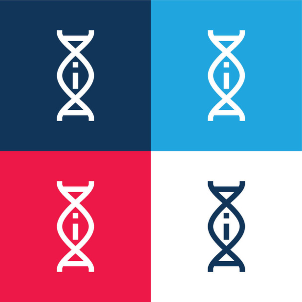 Adn синий и красный четыре цвета минимальный набор значков - Вектор,изображение