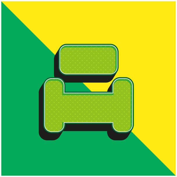 Sillón verde y amarillo moderno vector 3d icono logo - Vector, imagen
