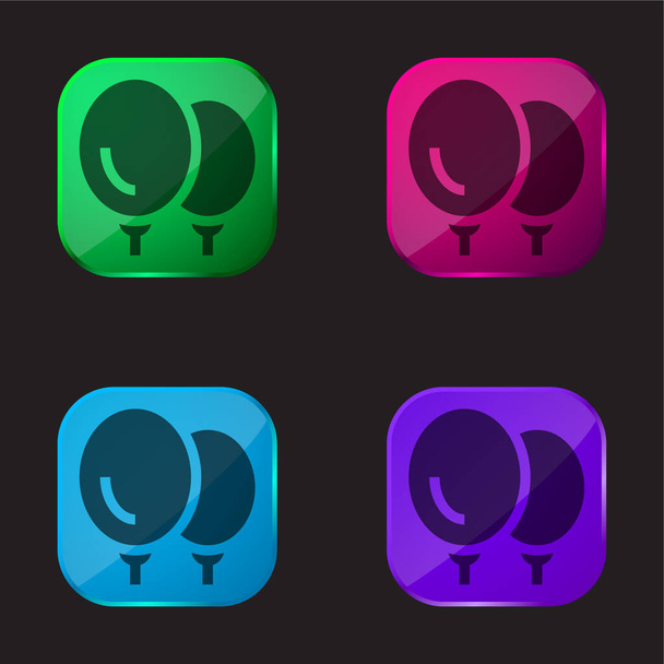 Lufik négy színű üveg gomb ikon - Vektor, kép