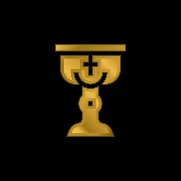 Baptism gold plated metalic icon or logo vector - Vector, Image