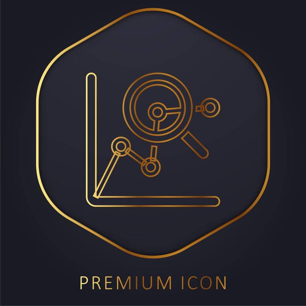Analítica línea dorada logotipo premium o icono - Vector, Imagen