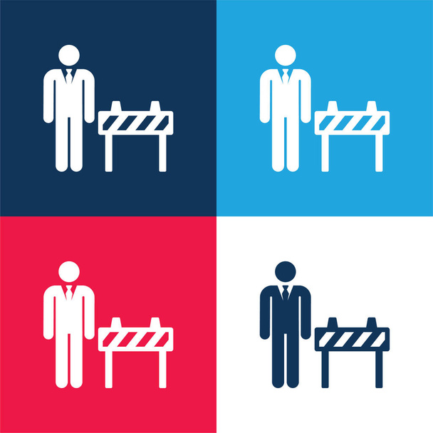 Boss blue and red four color minimal icon set - Vector, Image