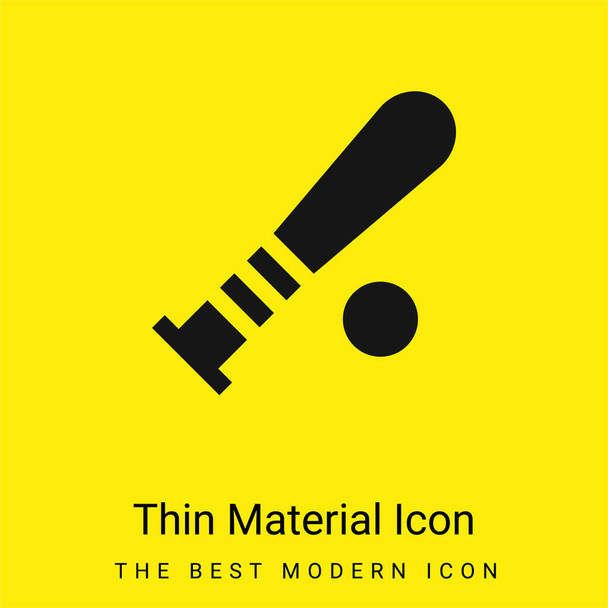Honkbalknuppel minimaal helder geel materiaal icoon - Vector, afbeelding